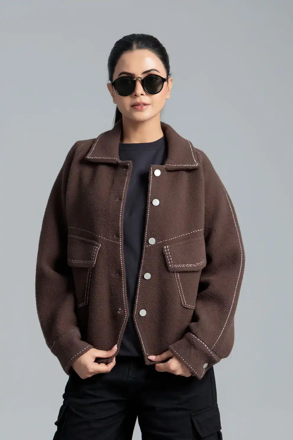 Women’s Oversized Wool Coat – Chocolate Malt