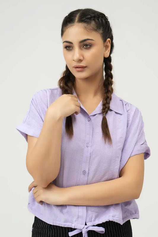 Women’s Poplin Super Cropped Shirt with Drawstring Hem