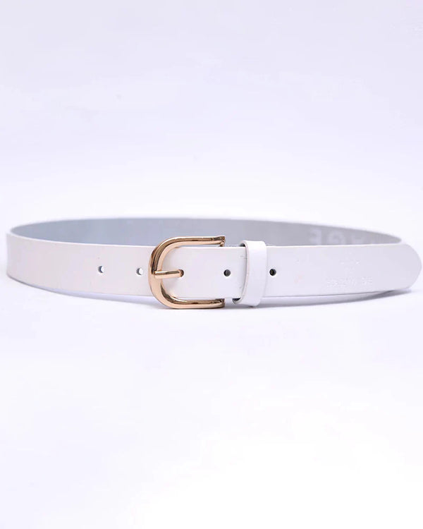 Women Basic Buckle Belt – White