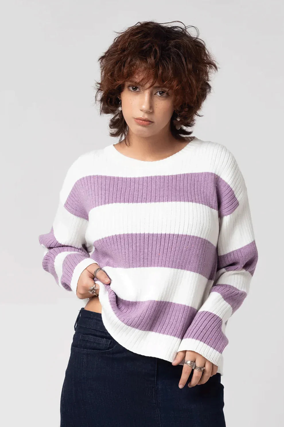 Women’s White/Lavender Cardigan