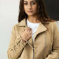 Women’s beige fur leather jacket