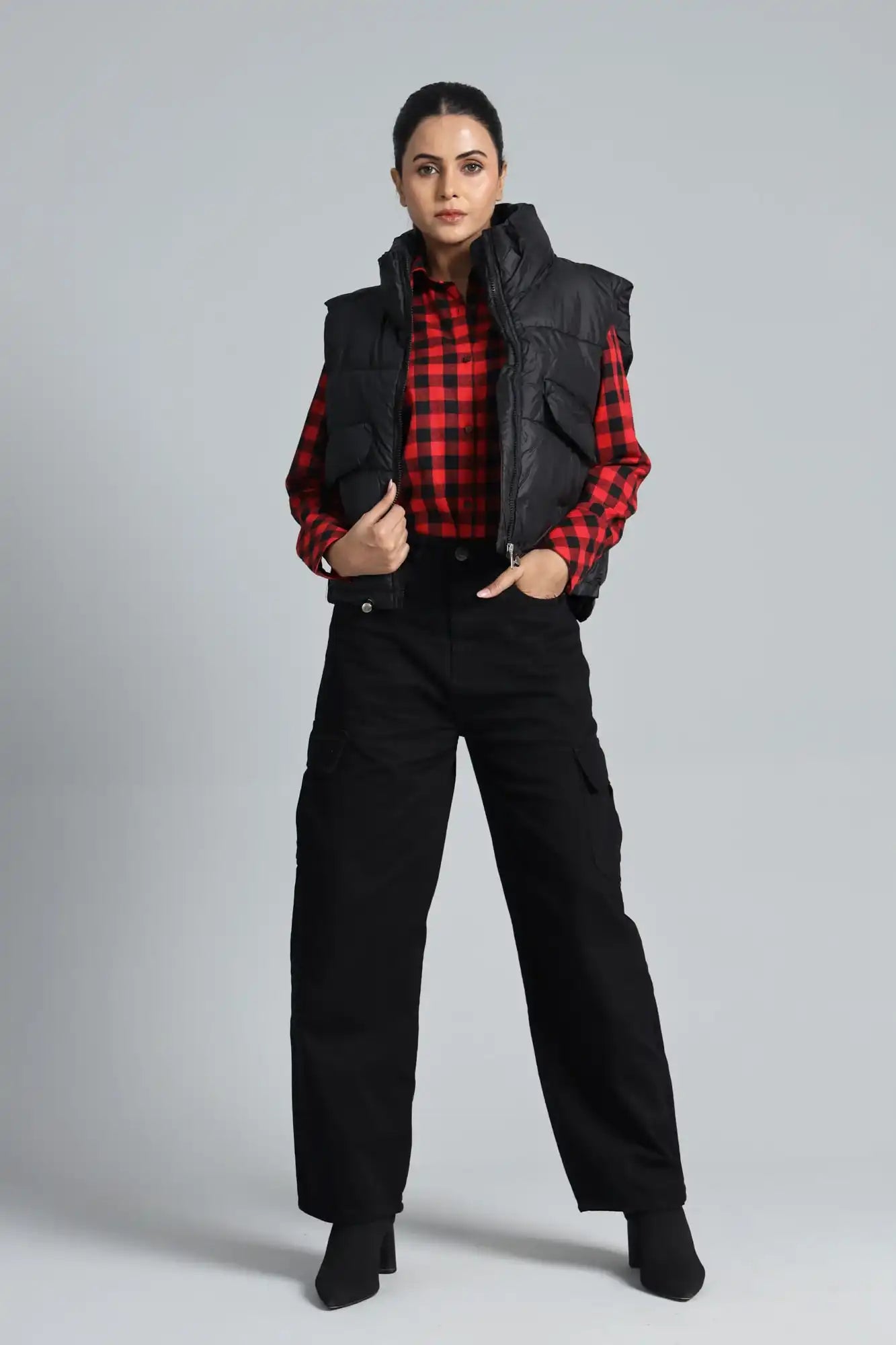 Women’s black parachute puffer jacket