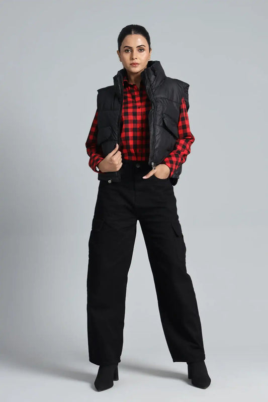 Women’s black parachute puffer jacket