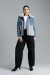 Women’s faded denim outerwear jacket