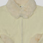 Off-White Wool Cardigan with fur collar and cuffs on a white background