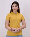 Women’s primrose yellow basic premium polo shirt