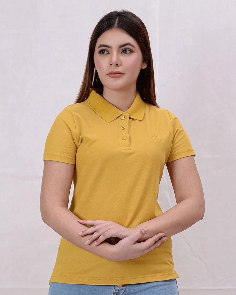 Women’s primrose yellow basic premium polo shirt