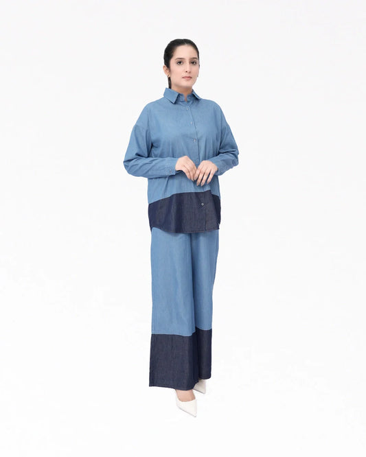 Women Denim Co-Ord Set – LT Blue