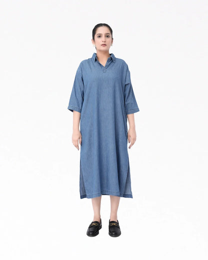 Denim  Long Dress Shirt- Lt Blue