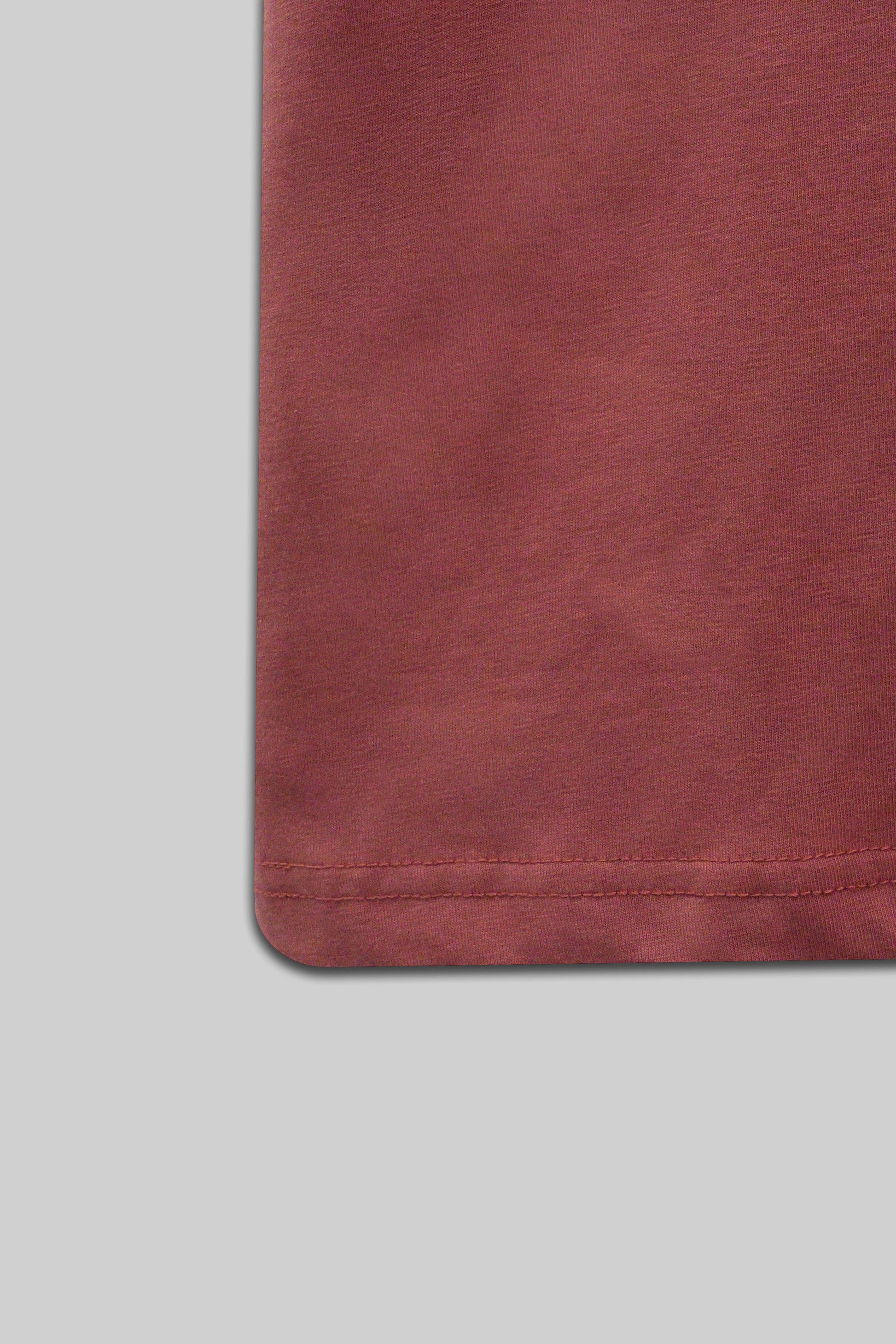 Round Neck Half Sleeves T-Shirt-Barn Red