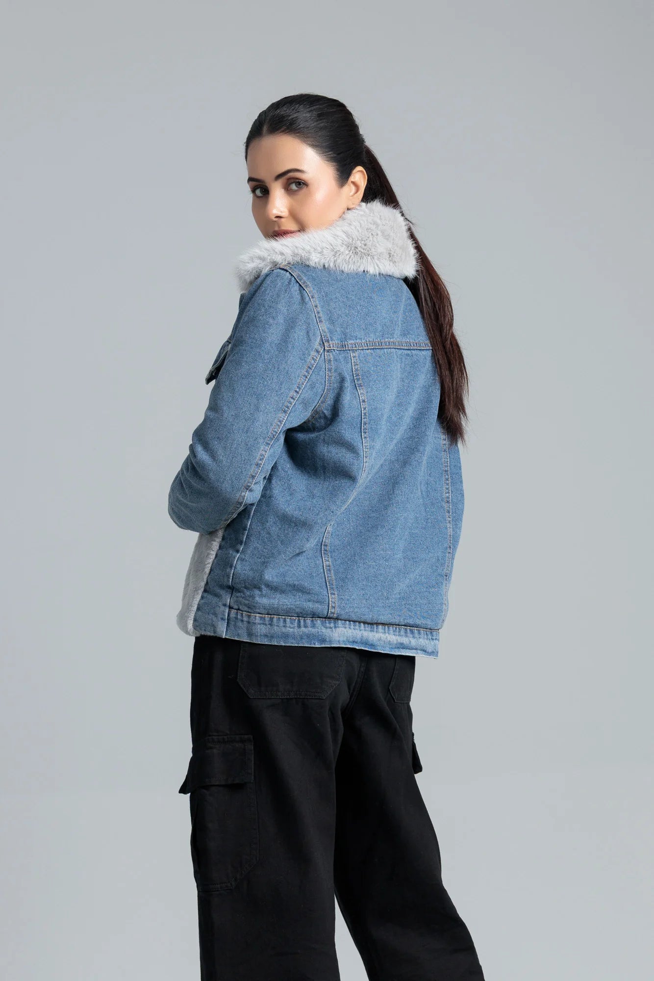 faded denim outerwear jacket