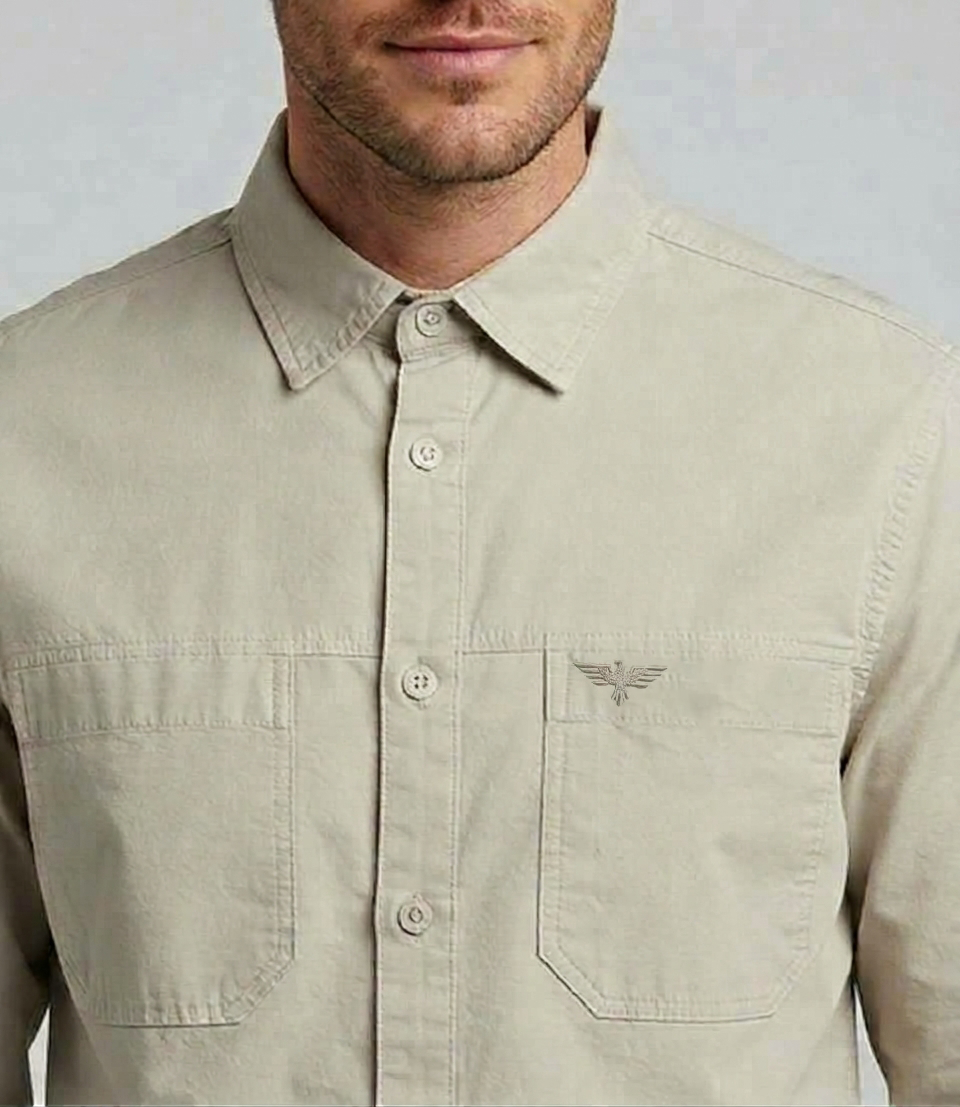 Men's Stone Beige Cotton-Lycra Shirt