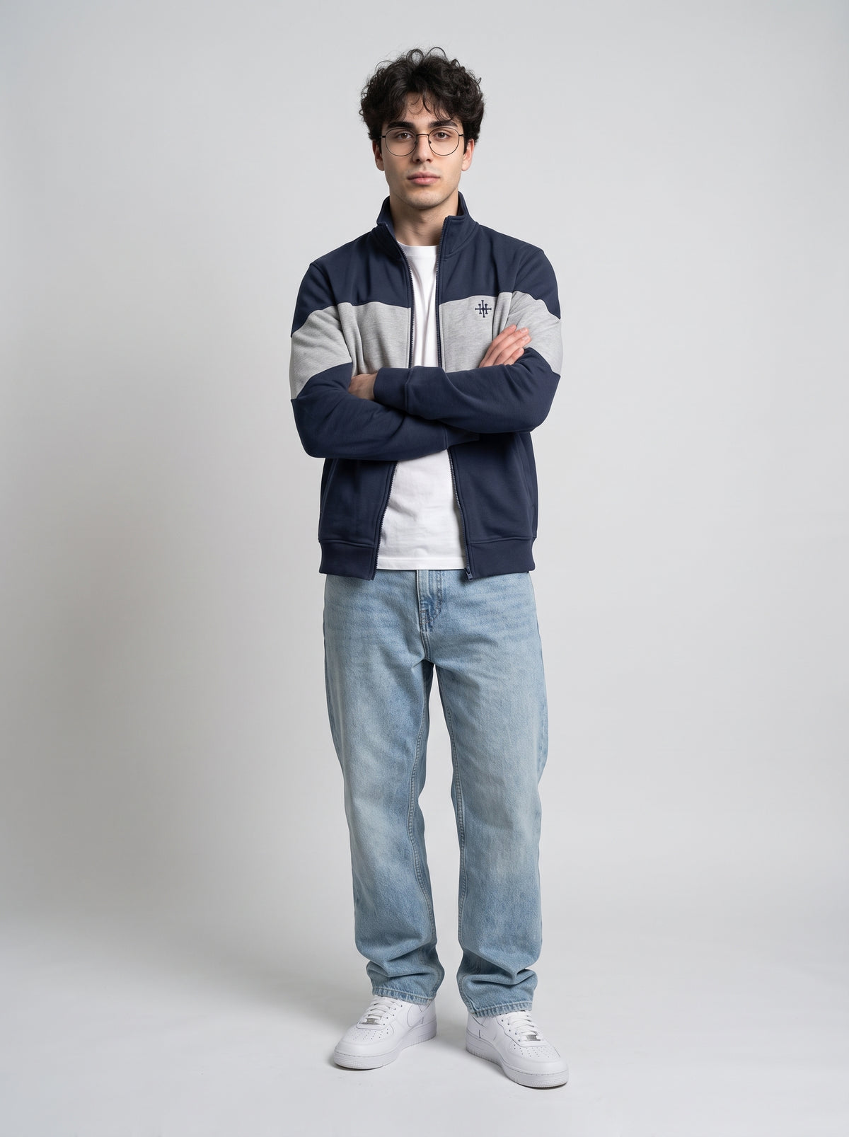 Men's Zip-Up Fleece Track Jacket - Navy
