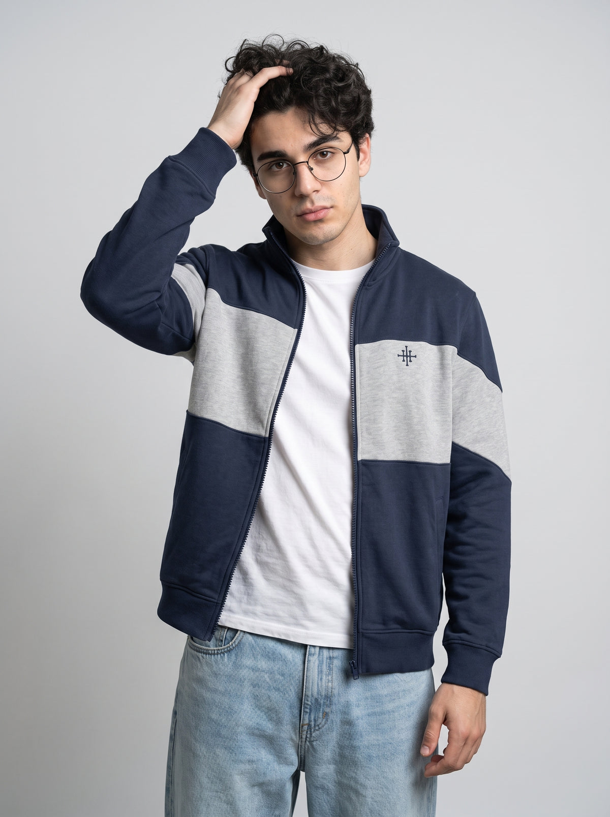 Men's Zip-Up Fleece Track Jacket - Navy