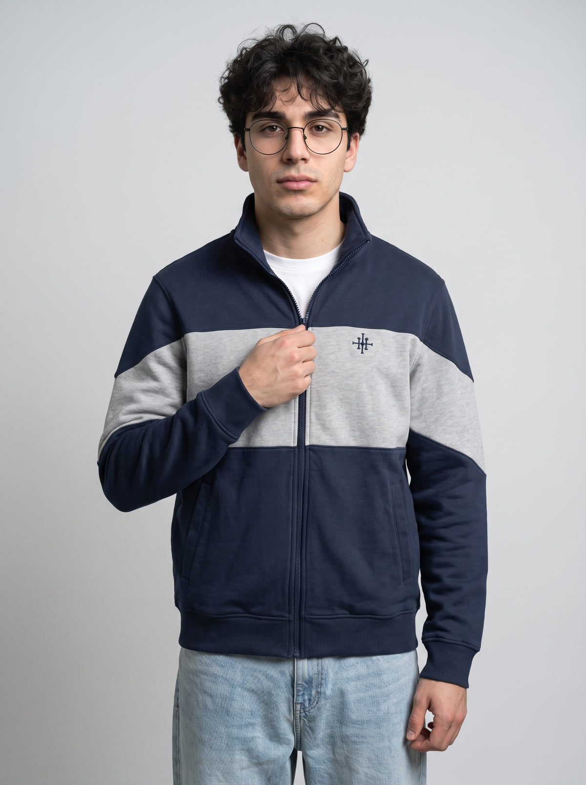 Men's Zip-Up Fleece Track Jacket - Navy