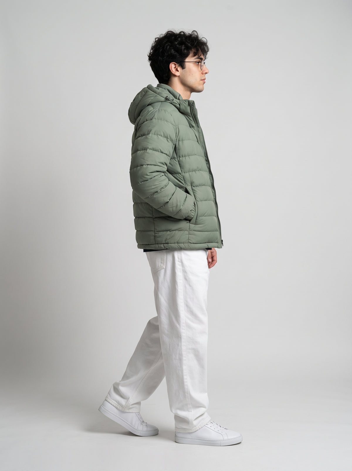Men's Hooded Puffer Jacket - Sea Foam