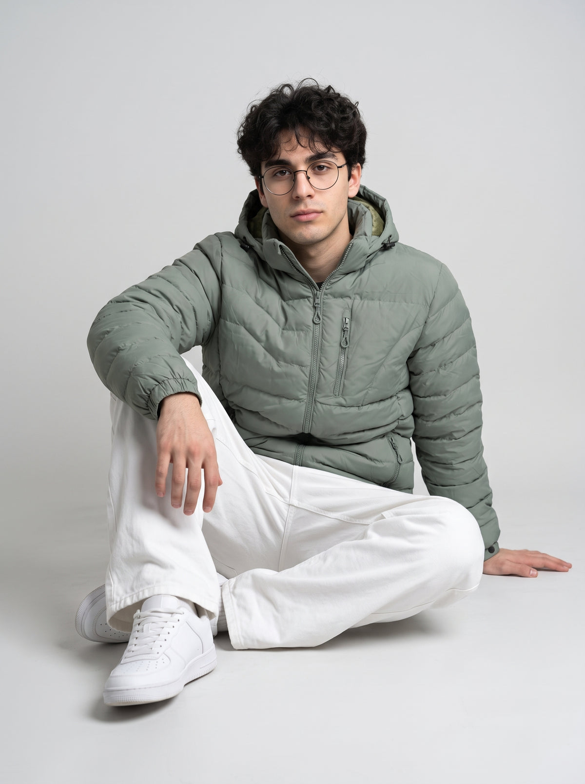 Men's Hooded Puffer Jacket - Sea Foam