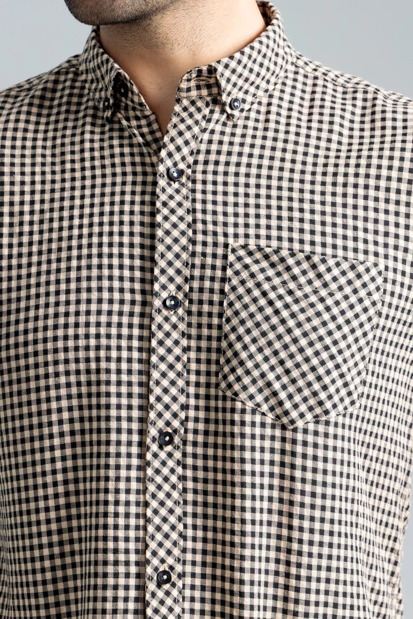 Men’s Classic Casual Shirt - Beige/Black