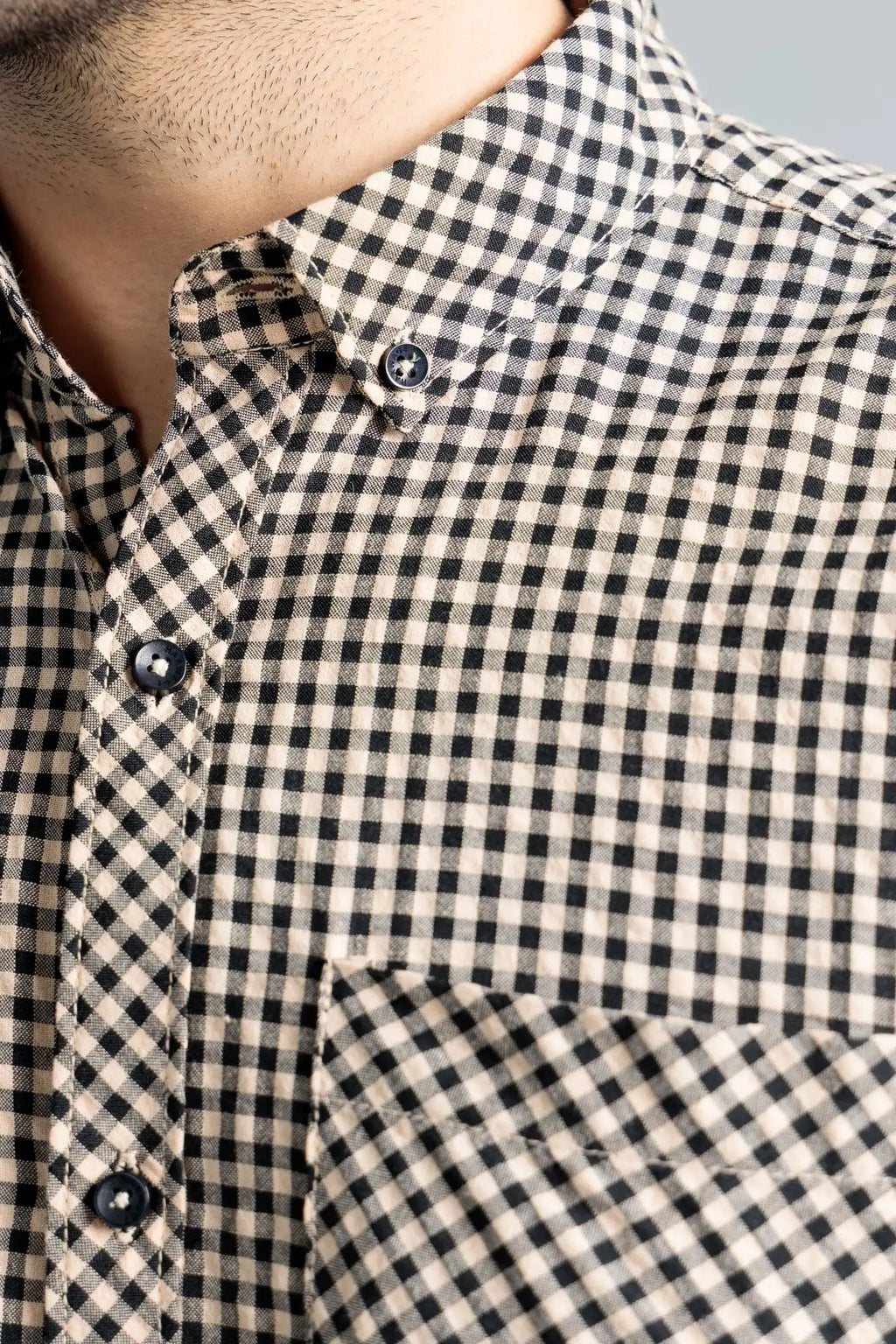 Men’s Classic Casual Shirt - Beige/Black