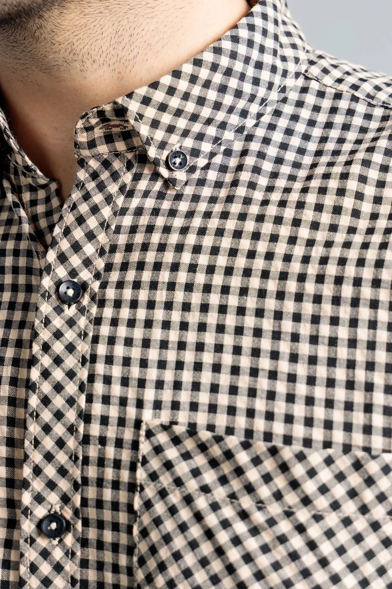 Men’s Classic Casual Shirt - Beige/Black