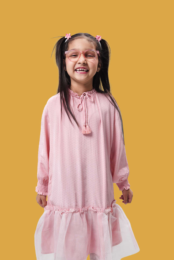 Little girls Frock - Coral Cloud