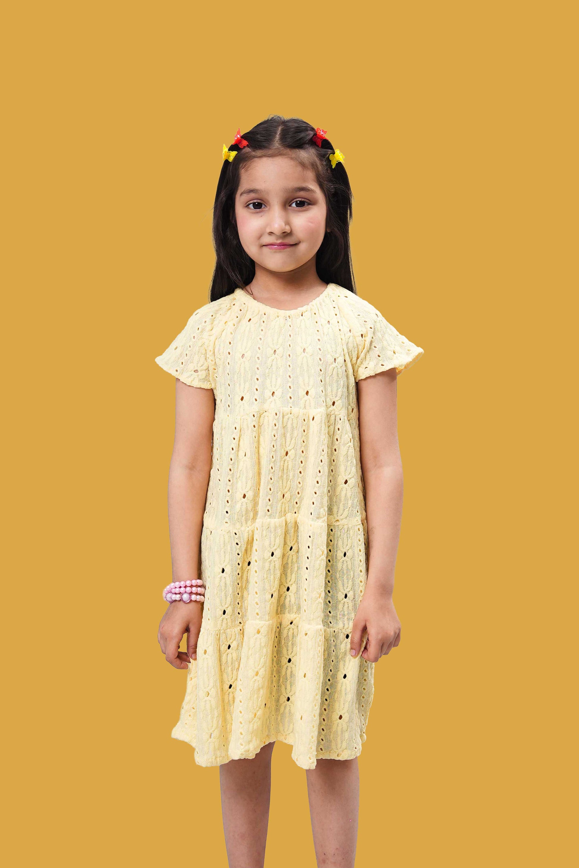 Little Girls Frock - Pastel Yellow