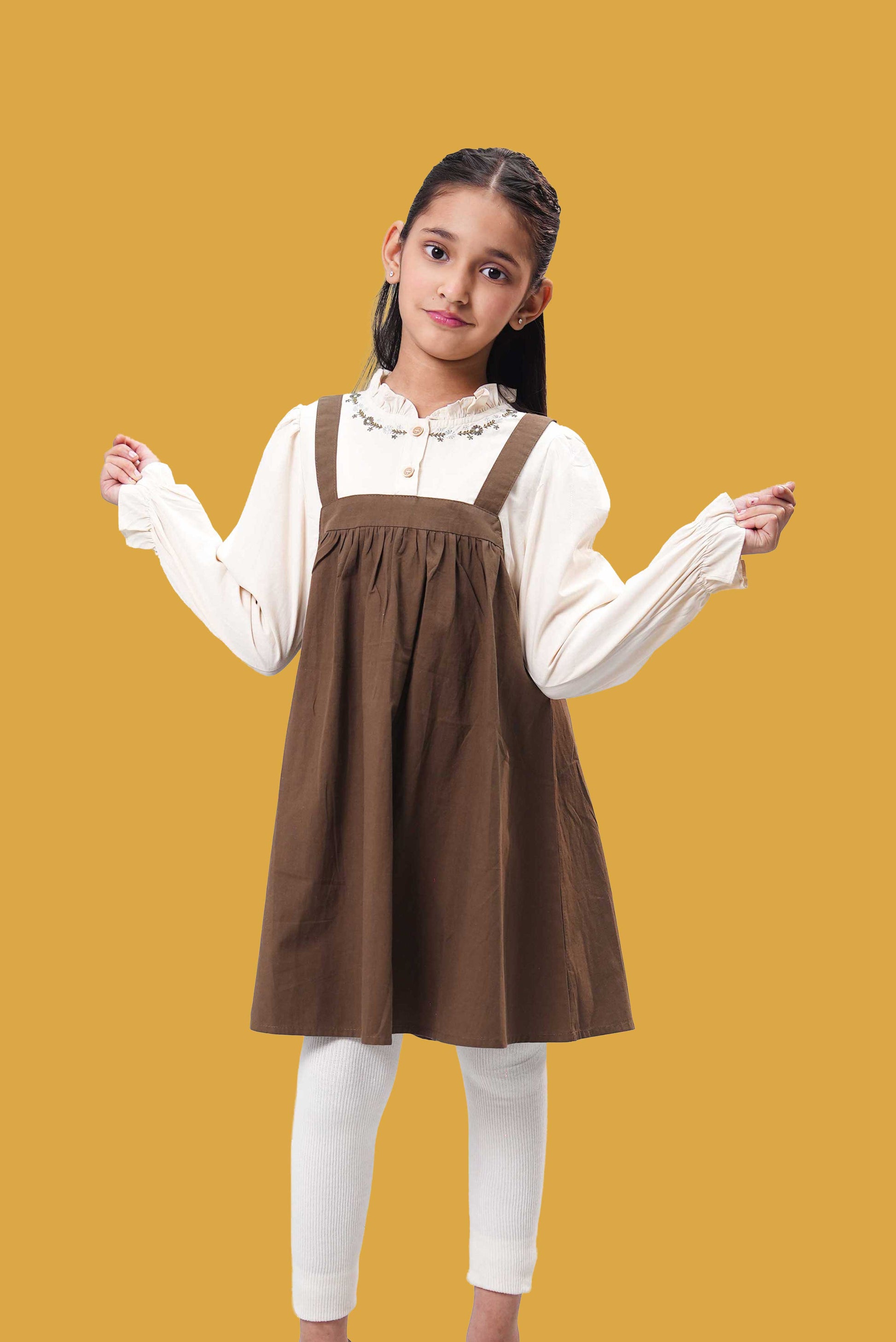 Junior Girls Frock - Dusty Olive