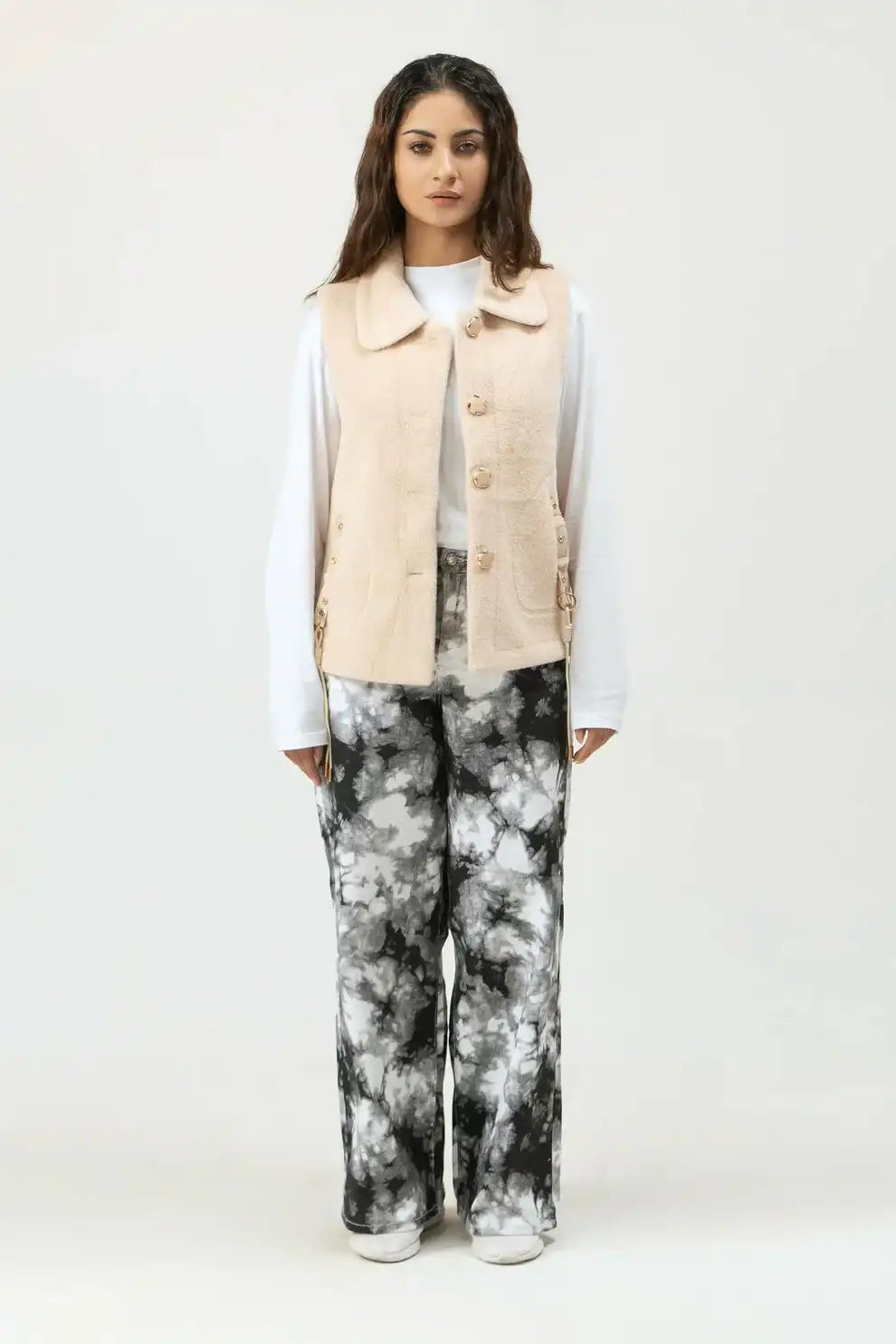 Off-White Rabbit Wool Sleeveless Coat