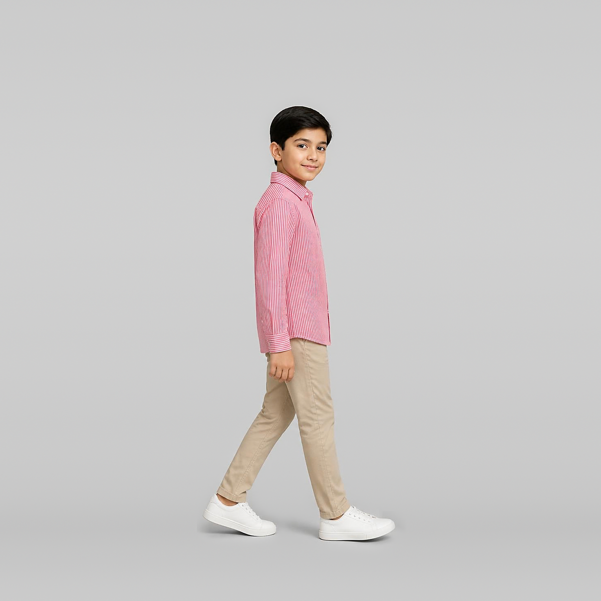 Little Boys Full Sleeves Casual Shirt Fit Cotton - Red and White