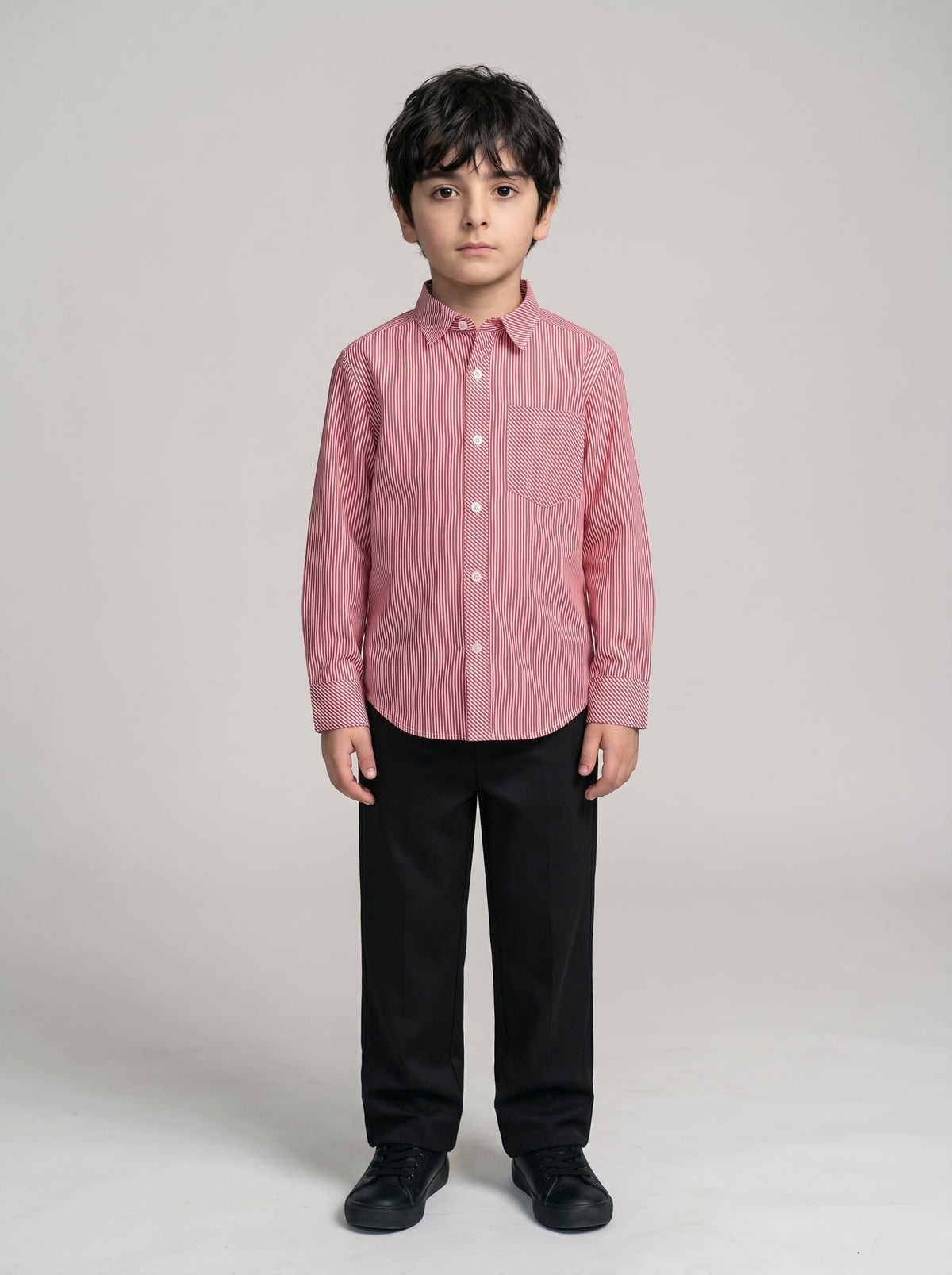 Little Boys Full Sleeves Casual Shirt Fit Cotton - Red and White