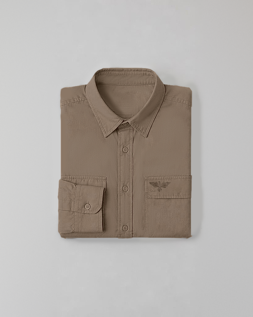Men's Brown Tint Cotton-Lycra Shirt