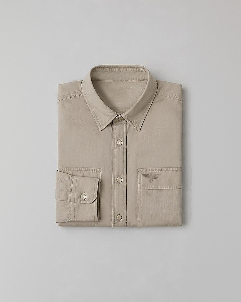 Men's Stone Beige Cotton-Lycra Shirt