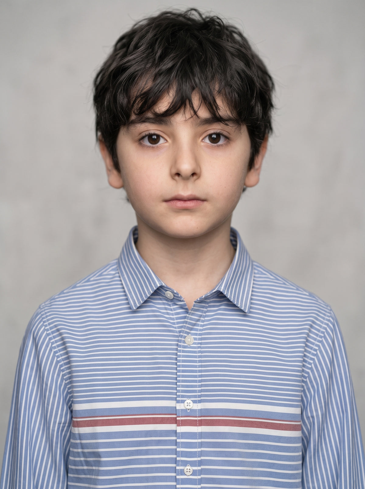 Boys’ Cotton Striped Button-Down Shirt - Sky Blue