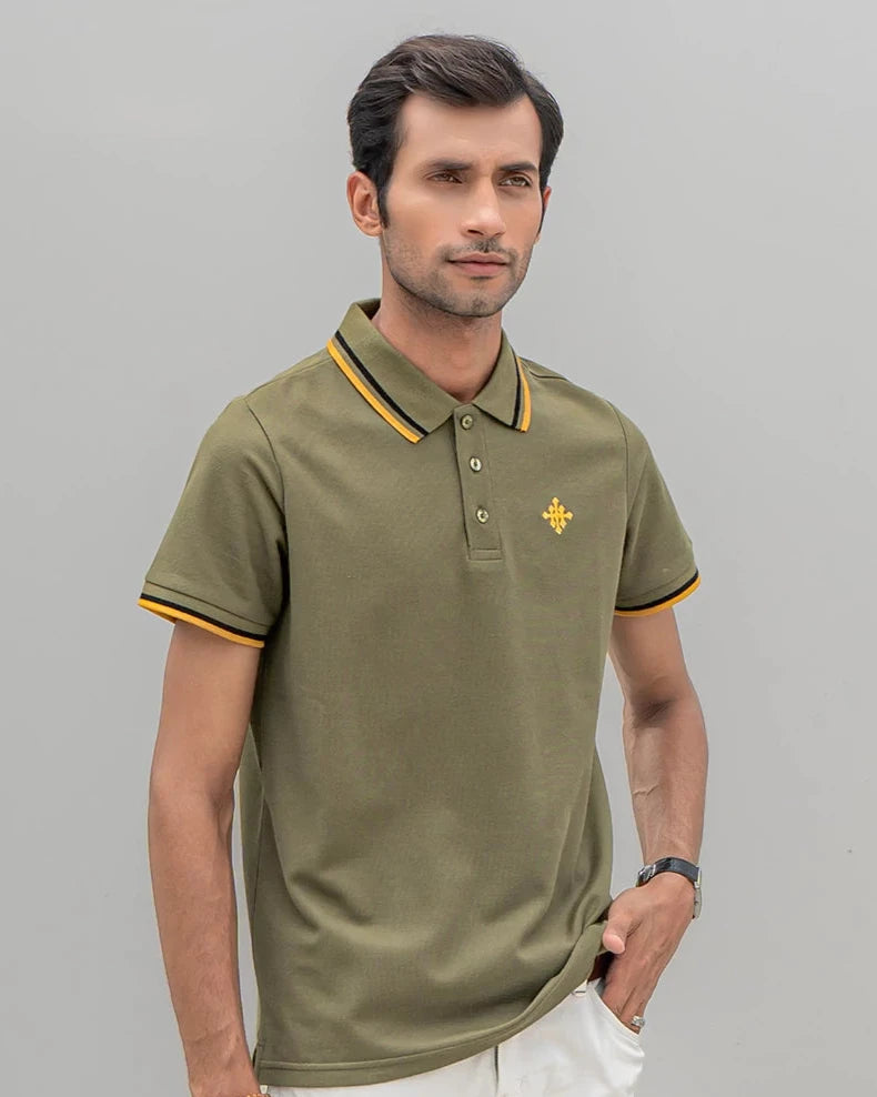 Men Plain Contrast Tipping Polo Shirt - 5 Colors