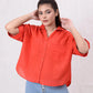 Women Basic Cropped Shirt – Red - Harwage