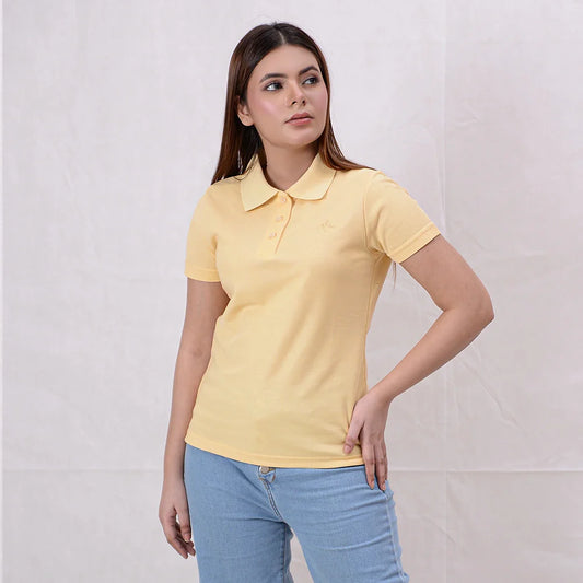 Women Basic Premium Polo Shirt - Sunlight - Harwage