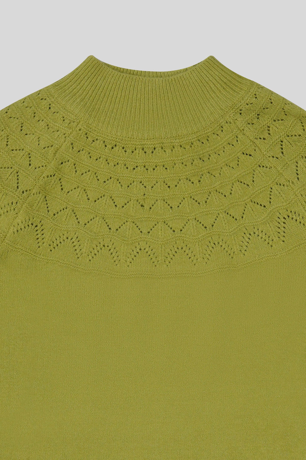 Parrot green women cardigan round neck detail