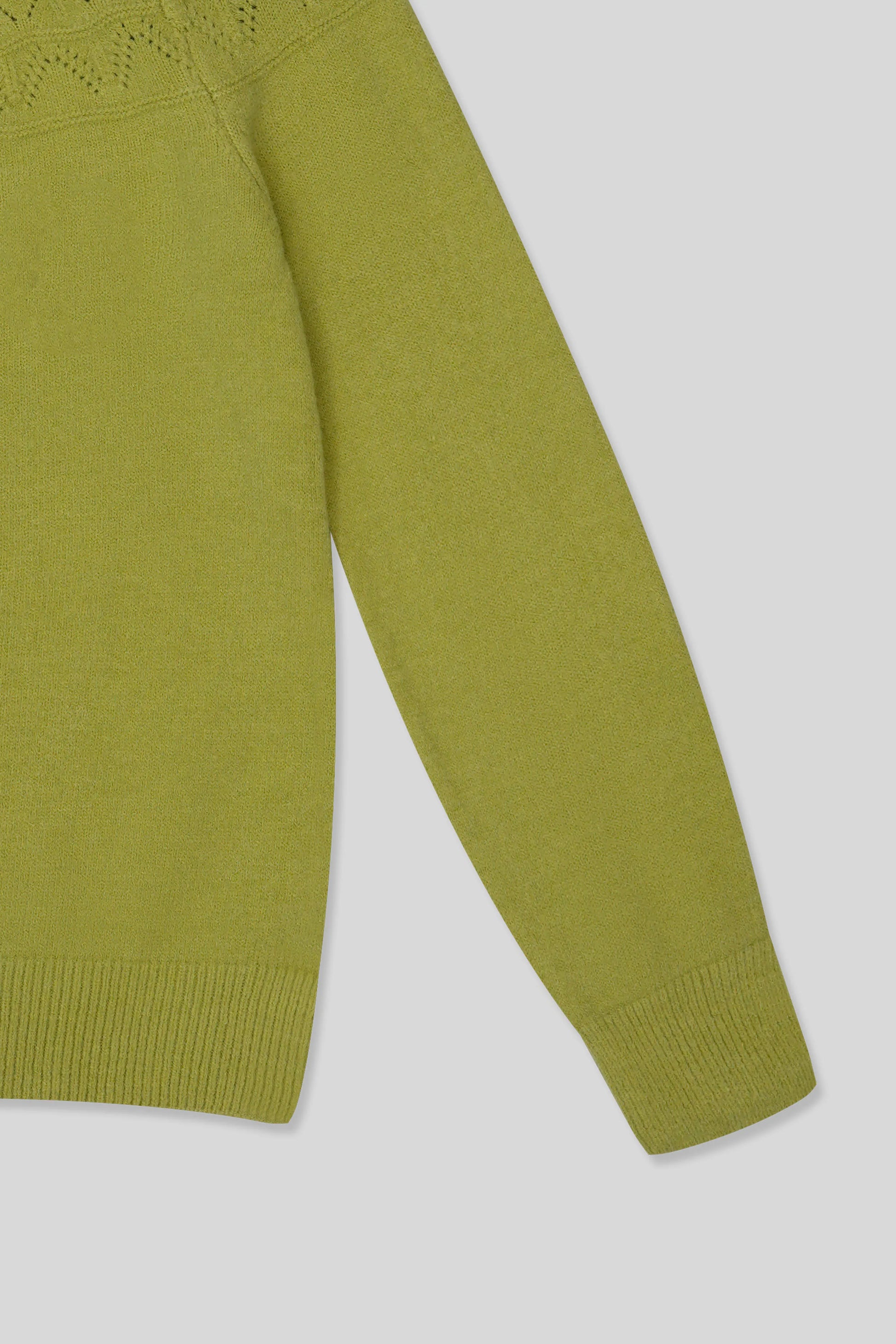 Parrot green women cardigan sleeve detail
