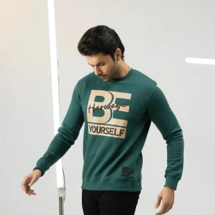 Men's Green Regular Fit Sweatshirt