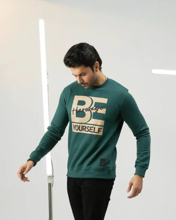 Men's Green Regular Fit Sweatshirt