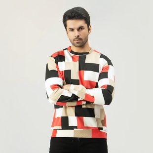 Regular Fit Sweatshirt - Geometric Checkered