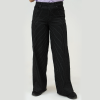 Women Stripped Jeans Wide Leg - Black